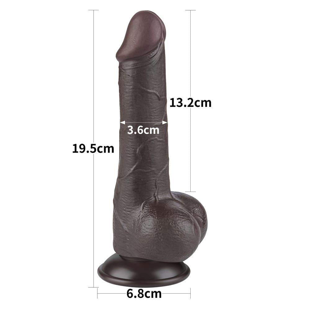 7.5'' Dual Layer Sliding Skin Dong - Realistic Black Dildo for Ultimate Pleasure