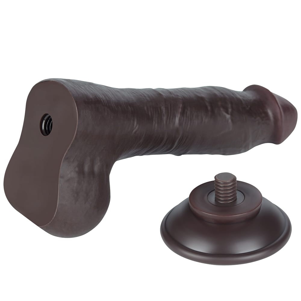 8'' Dual Layer Black Dildo - Realistic Skin Feel Sliding Dong for Pleasure
