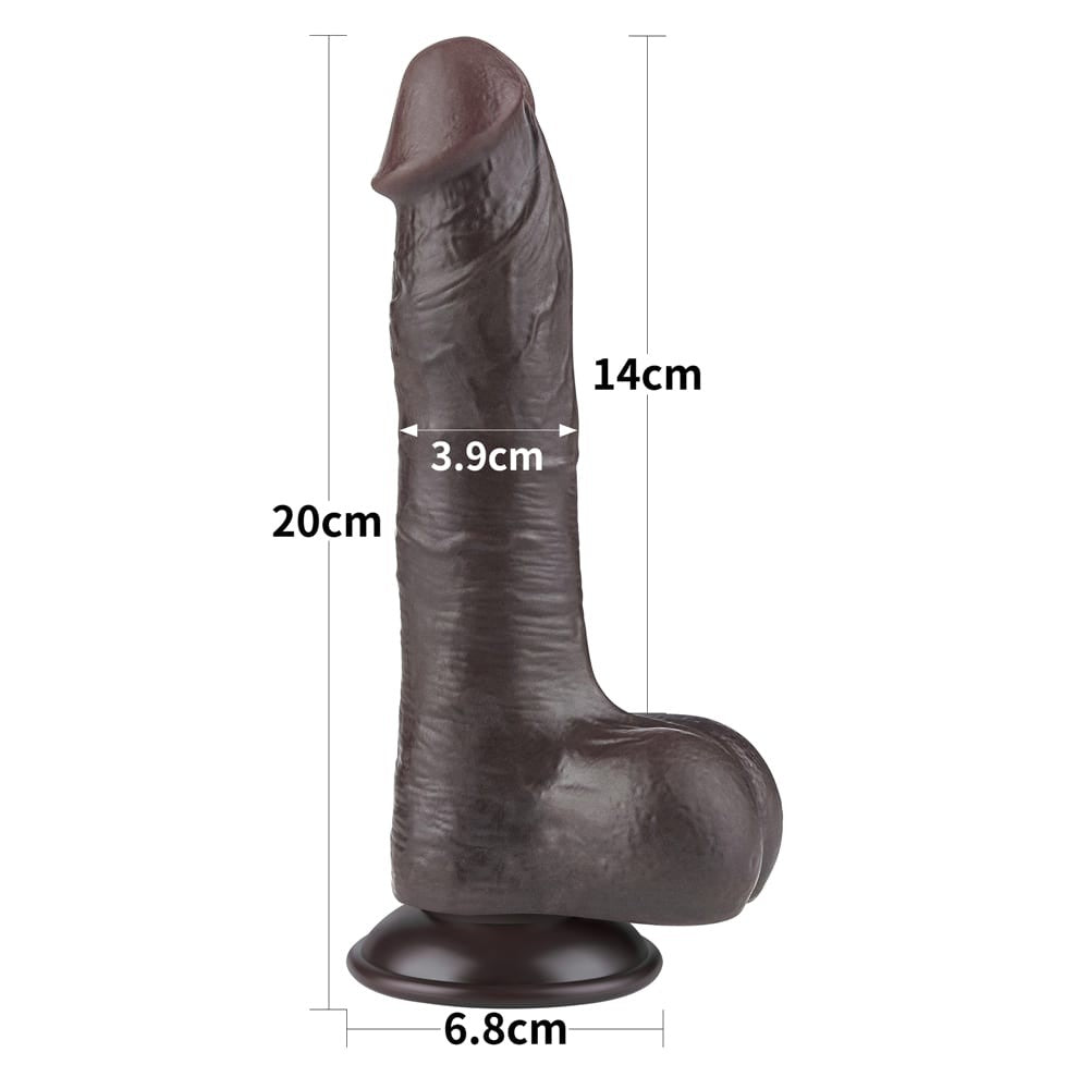 8'' Dual Layer Black Dildo - Realistic Skin Feel Sliding Dong for Pleasure