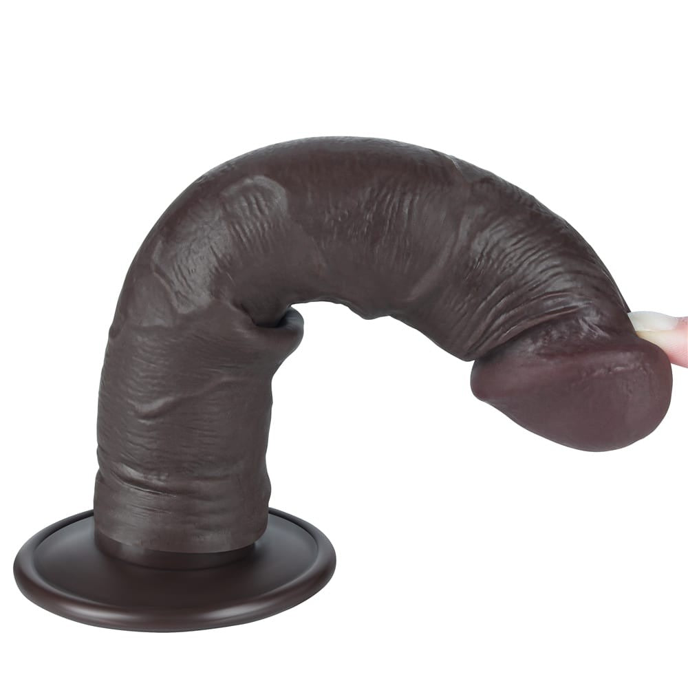 8'' Dual Layer Black Dildo - Realistic Sliding Skin for Pleasure