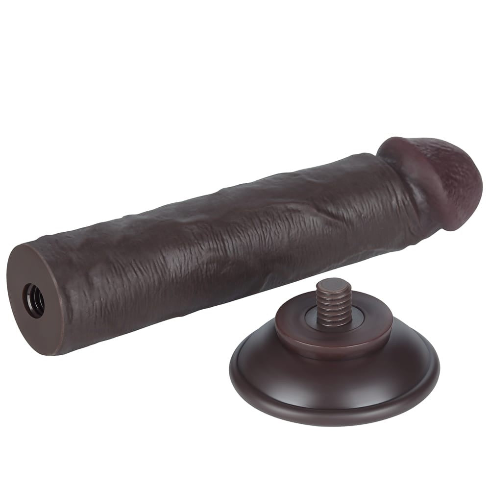 8'' Dual Layer Black Dildo - Realistic Sliding Skin for Pleasure
