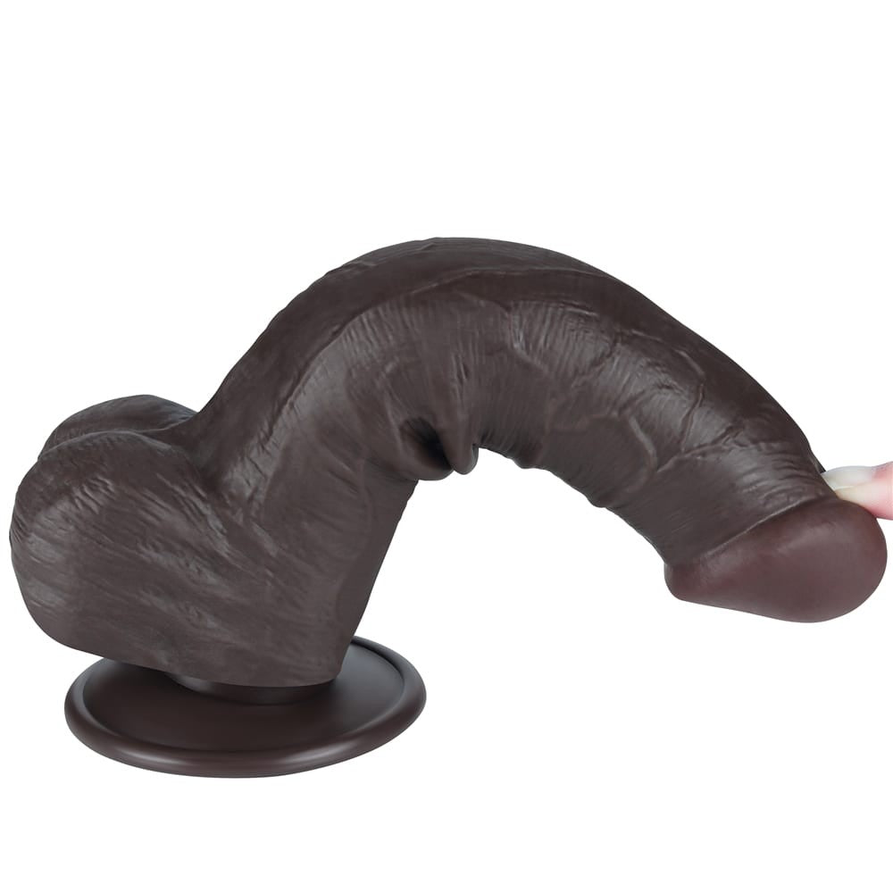 8'' Sliding Skin Dual Layer Dong Black III Dildo
