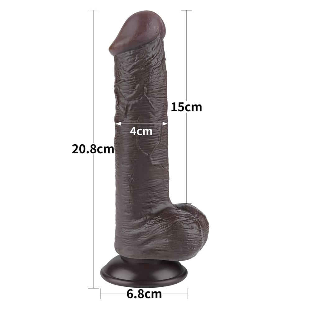 8'' Sliding Skin Dual Layer Dong Black III Dildo