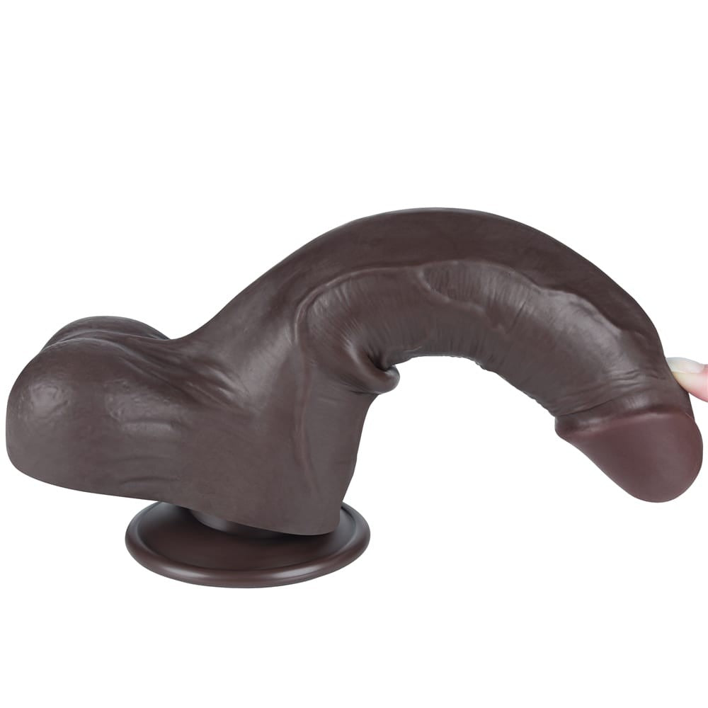 8.5'' Dual Layer Sliding Skin Black Dildo ? Realistic Flexible Pleasure Toy