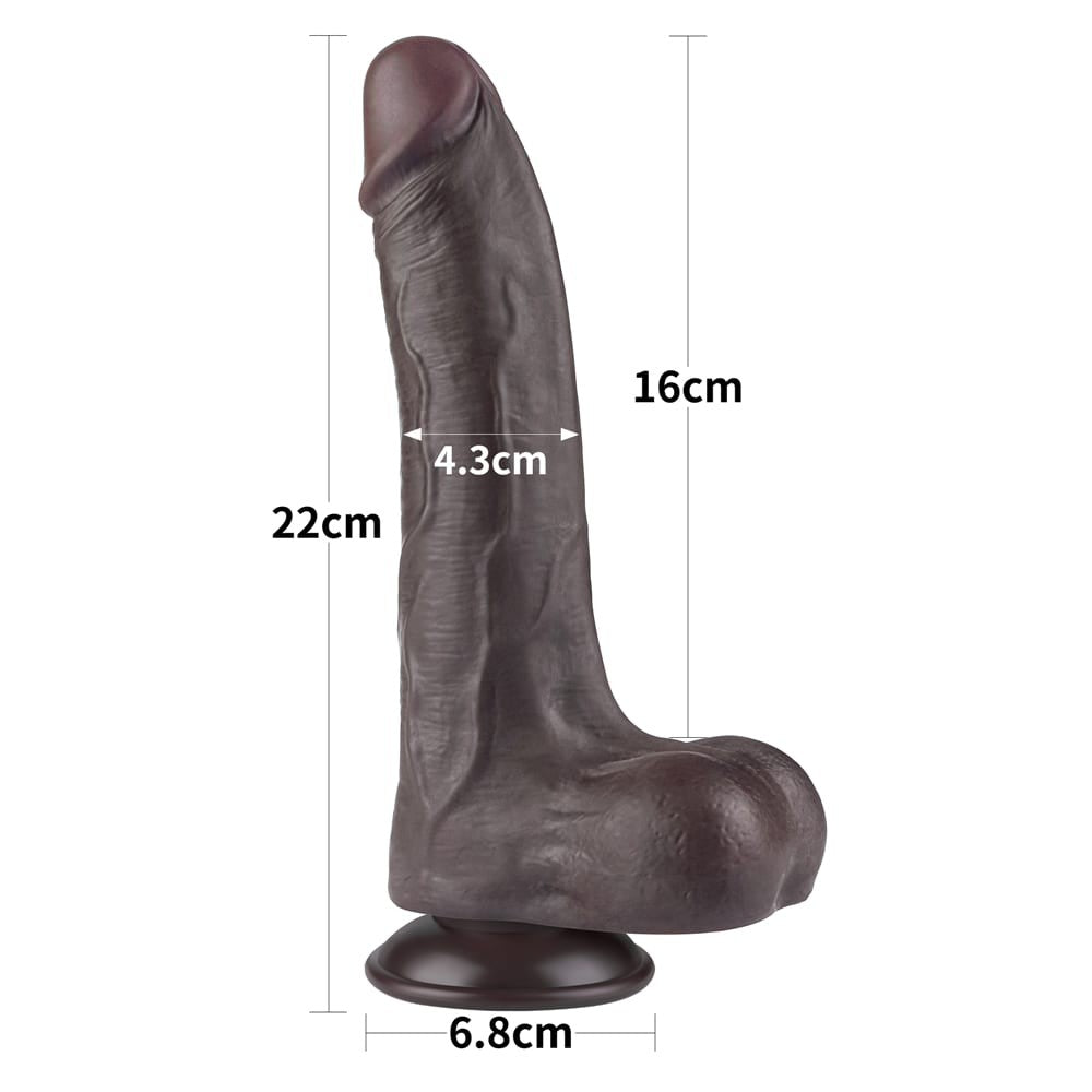 8.5'' Dual Layer Sliding Skin Black Dildo ? Realistic Flexible Pleasure Toy