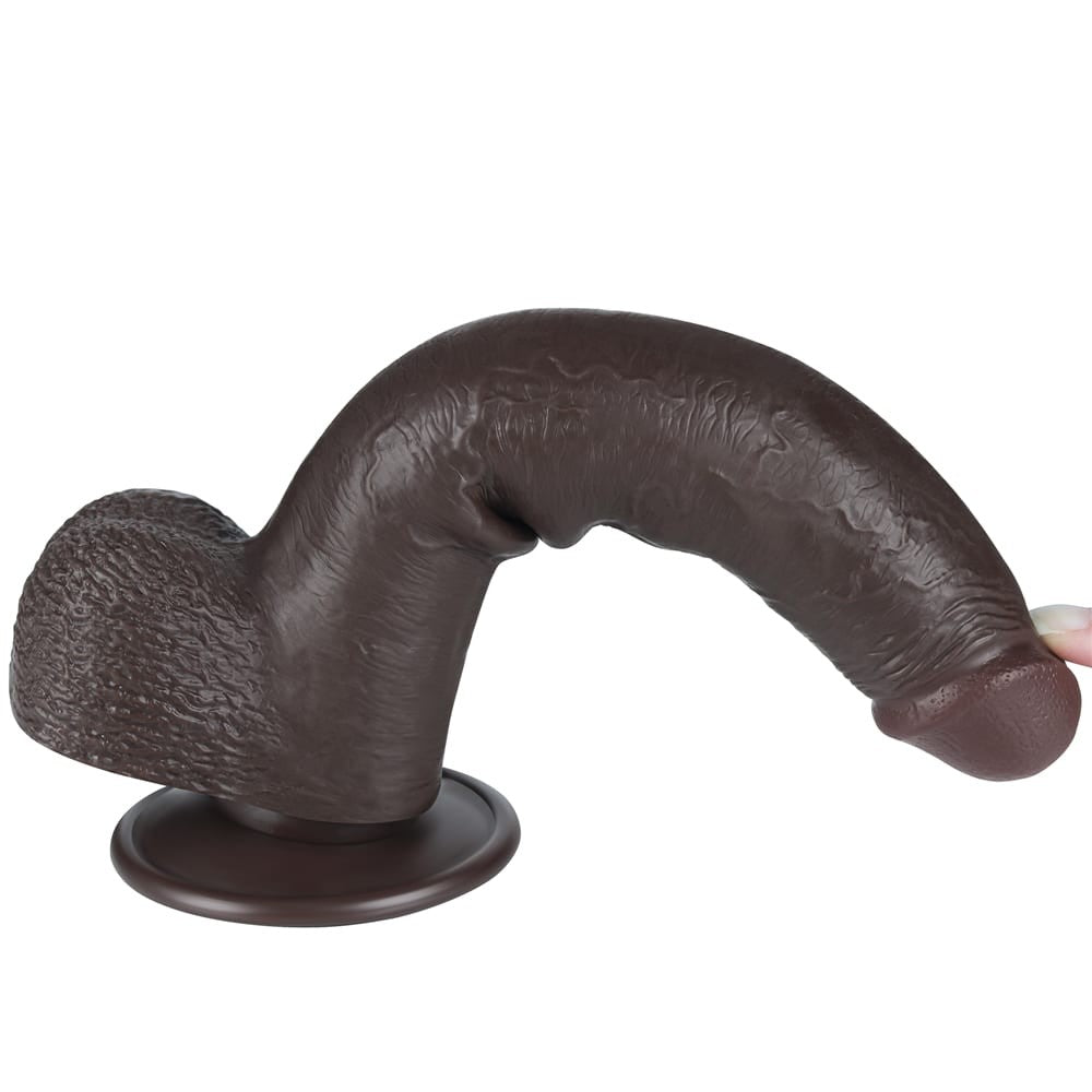 9'' Sliding Skin Dual Layer Dong Black Dildo