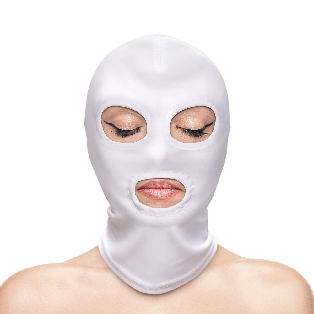 Fetish Fashion Eye & Mouth Hood ? White BDSM Mask - Alternate Packaging for Roleplay Enthusiasts