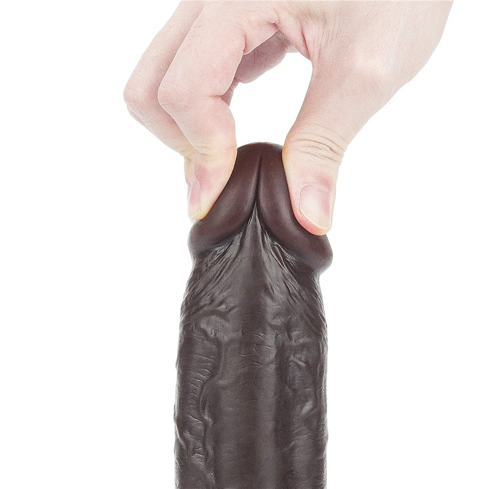 Realistic 9'' Sliding Skin Dual Layer Brown Dildo - Premium Quality Pleasure