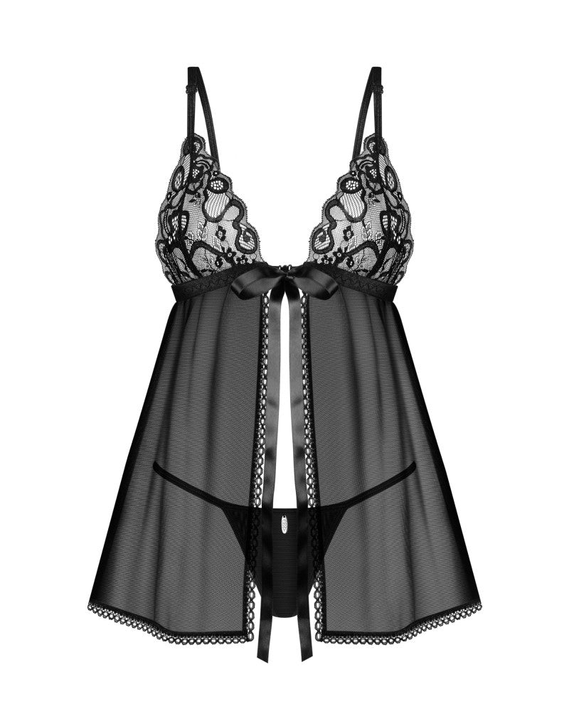 Blomentis Babydoll & Thong Set - XS/S Corset & Tanga Lingerie for Elegant Nights